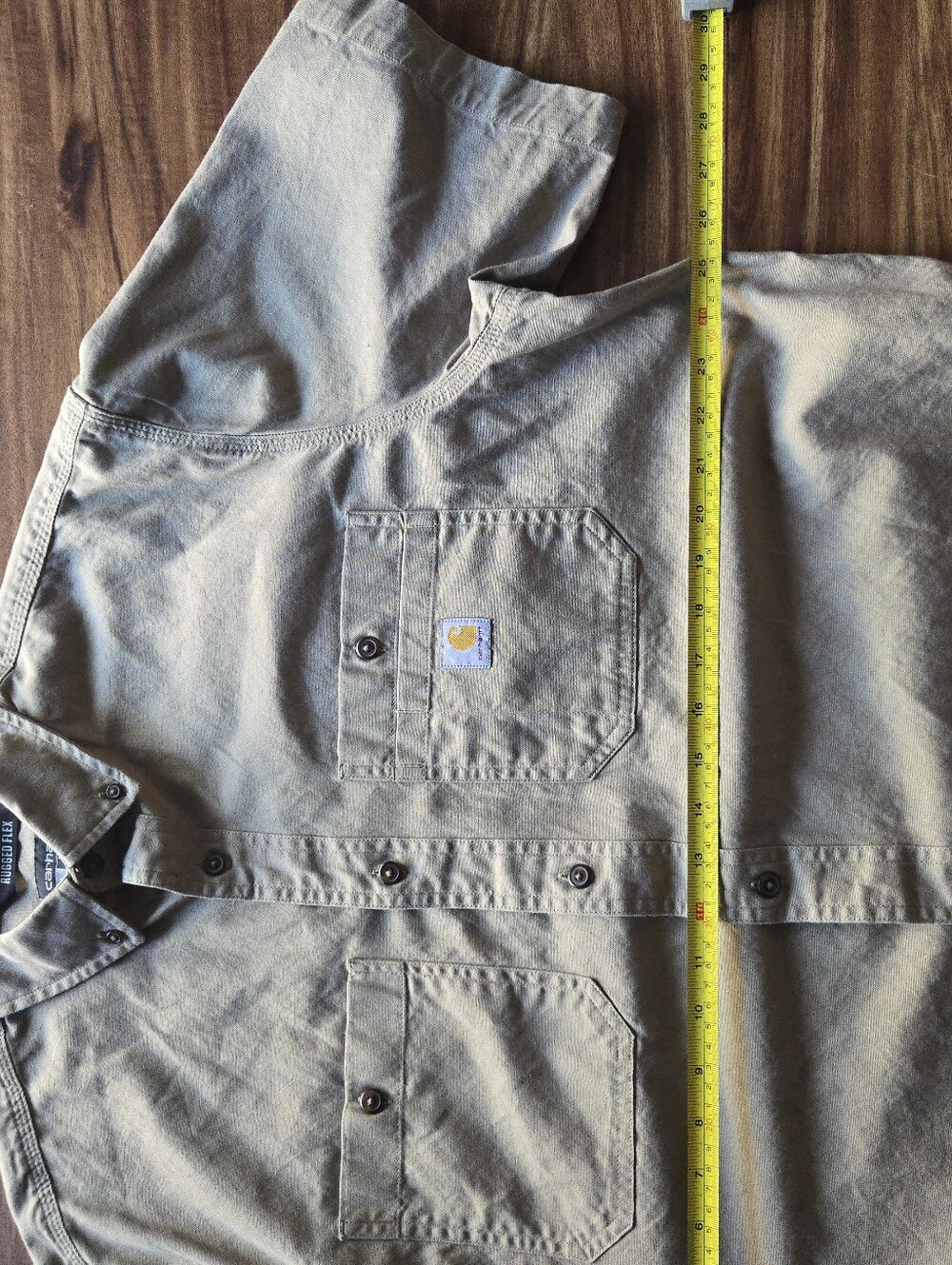 Carhartt Workwear Men XL Brown Relaxed Fit Button Up Short Sleeve Used 0826 - Picture 4 of 6
